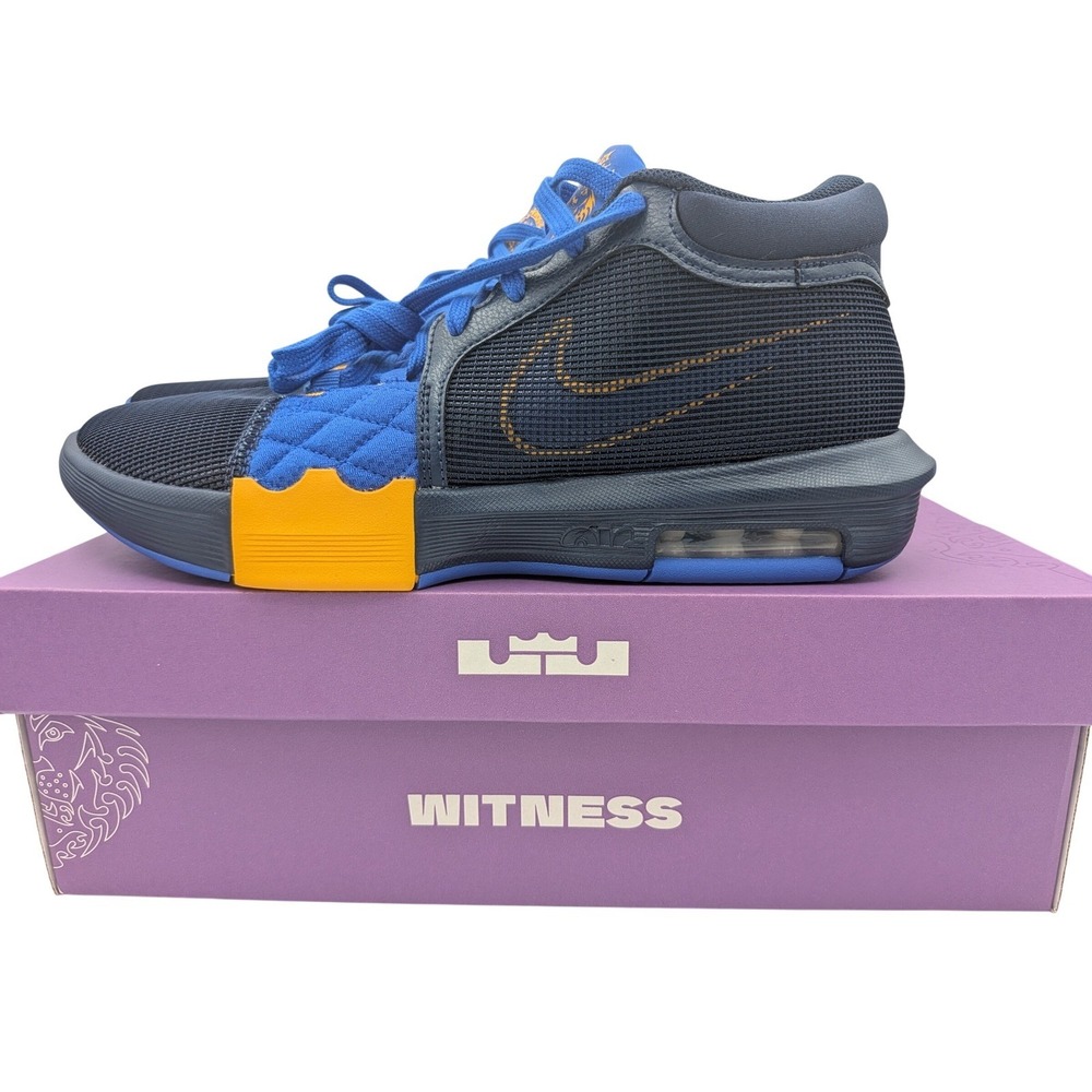 Nike Lebron Soldier‎ XIII 11 Men's Basketball Shoes Navy Blue Orange Lion Logo - Picture 13 of 14
